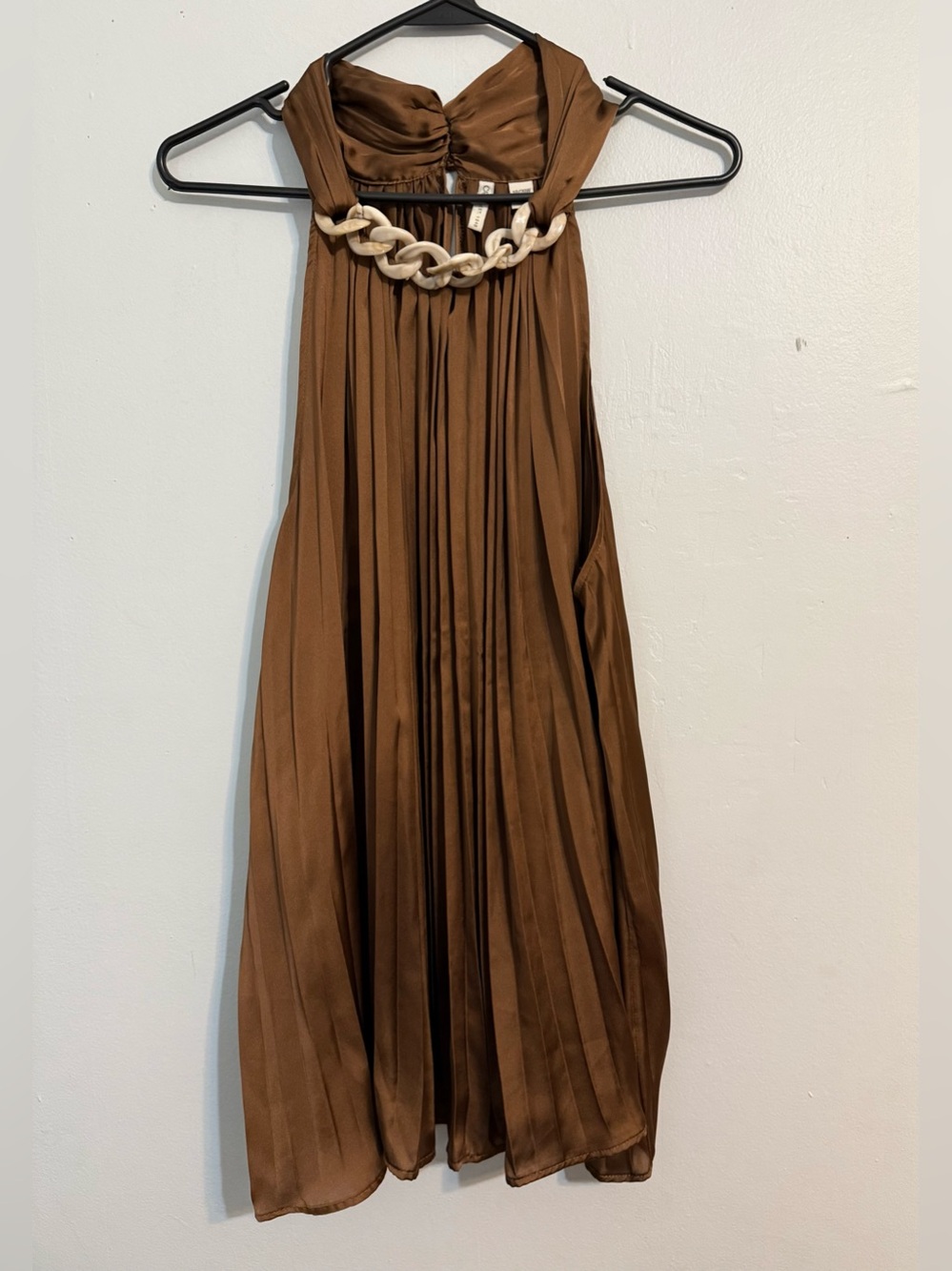 Cato Est. 1946 Women’s 18/20W Bronze Pleated Halter Top Faux Chain Neck Plus S